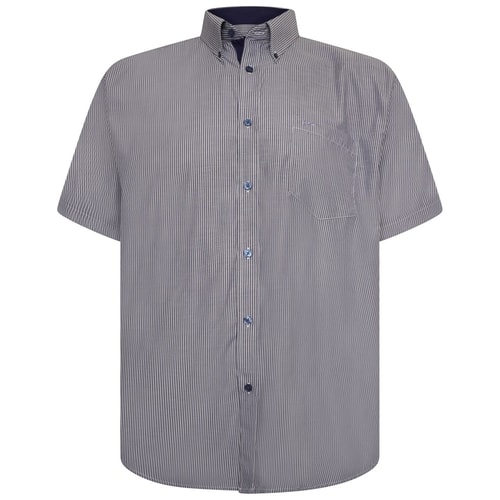 KAM Short Sleeve Stripe Shirt Navy